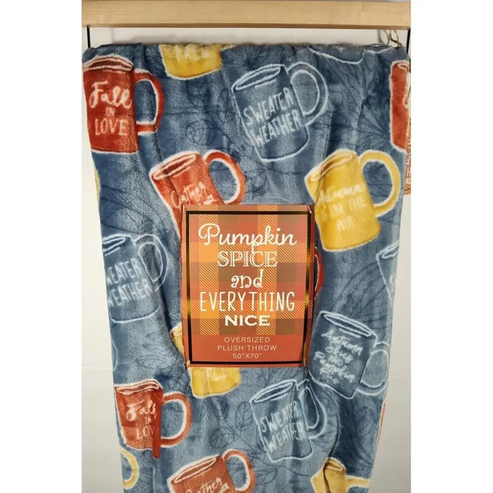 Pumpkin Spice & Everything Nice 50 X 70 Fall Weather Plush Throw Blanket NEW